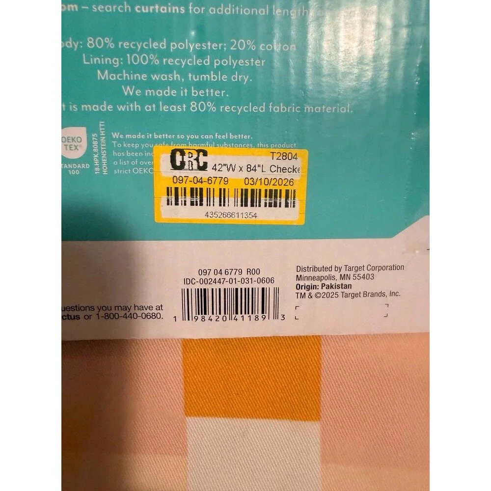 Pillowfort Checkered Blackout Curtain Panel Pink 42